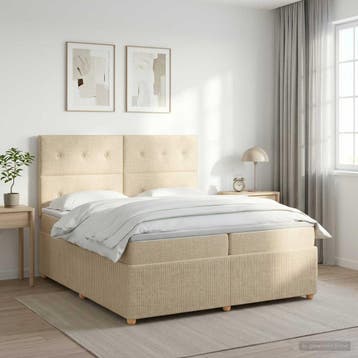 vidaXL Boxspringbed met matras Crèmekleurig 200 x 200 cm, Verzenden, Nieuw
