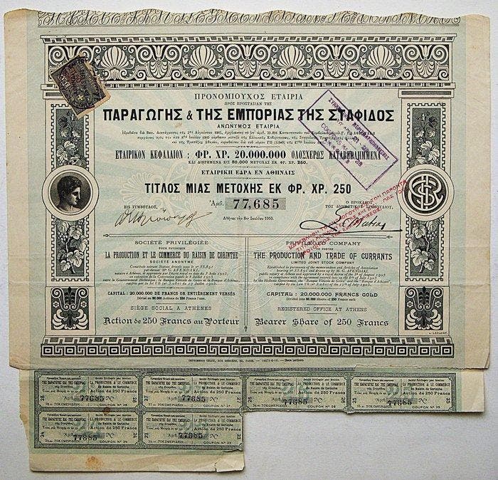 Themacollectie - Aandelencertificaat - The Production and, Antiek en Kunst, Antiek | Speelgoed