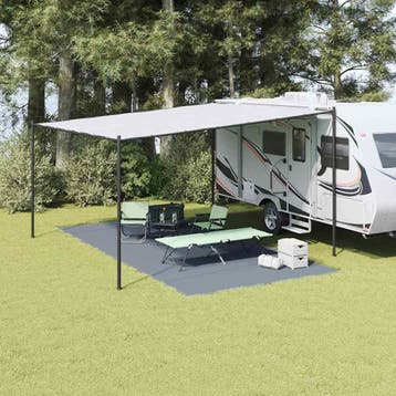 vidaXL Tenttapijt Blauw en Grijs 600 × 300 cm Polyetheen, Caravanes & Camping, Accessoires de tente, Verzenden