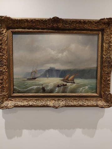 J.H.B.Koekkoek (1840-1912), Attribué(e) à - Schepen voor, Antiek en Kunst