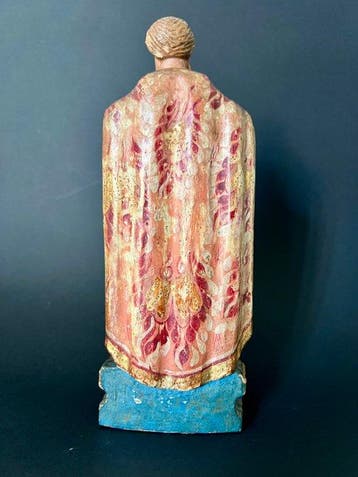 Beeldje, Saint Evêque - 21 cm - Polychroom hout