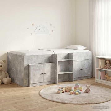 vidaXL Loft Bed Frame met Kast met opslag 3 st Betongrijs, Huis en Inrichting, Verzenden, Nieuw