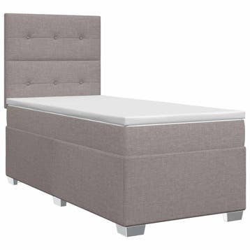 vidaXL Boxspringbed met matras met hoofdeinde Taupe 90 x 200, Verzenden, Nieuw