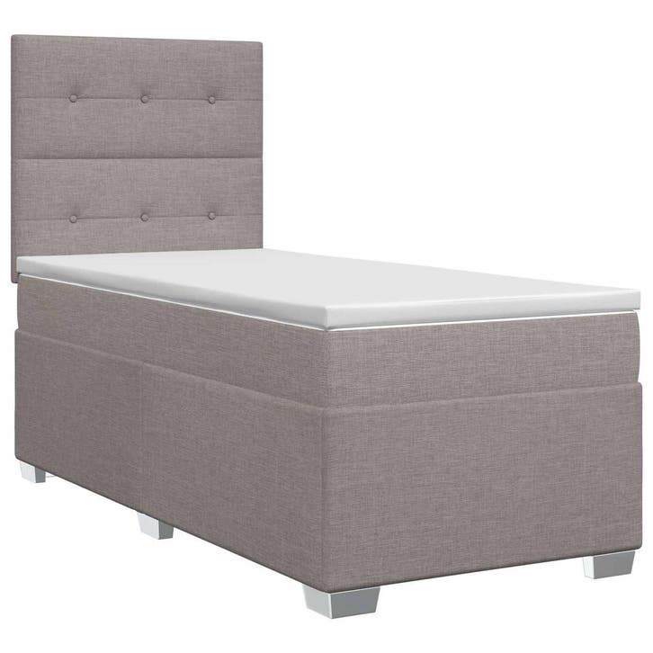 vidaXL Boxspringbed met matras met hoofdeinde Taupe 90 x 200, Huis en Inrichting, Slaapkamer | Bedden, Nieuw, Verzenden