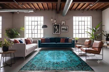 Turkoois vintage - Vloerkleed - 270 cm - 165 cm - met, Nieuw