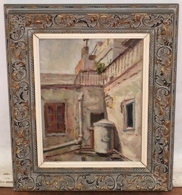 Francisco Diaz Sanchez (1912-1982) - El Patio Soleado, Antiek en Kunst