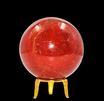 Boule dexposition en jaspe rouge naturel poli - Inde - 90