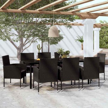 vidaXL 9-delige Tuinset zwart, Verzenden, Nieuw, Tuinset