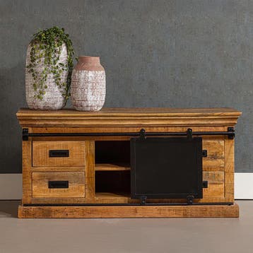 Tv-meubel Mangohout Milan 120 cm, Verzenden, Nieuw, Overige houtsoorten, Industriële meubels