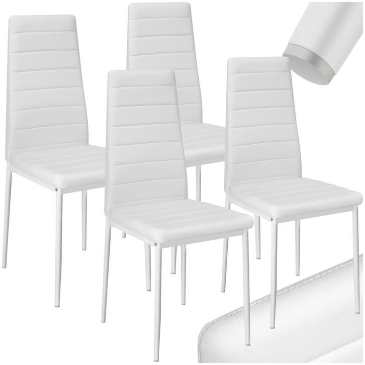 Eetkamerstoelen, kunstleer - wit, Set van 4, Maison & Meubles, Chaises, Envoi