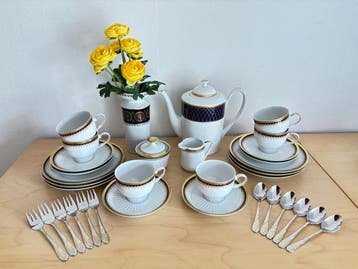 Bavaria - Service à café - Porcelaine - avec bord doré et, Antiek en Kunst