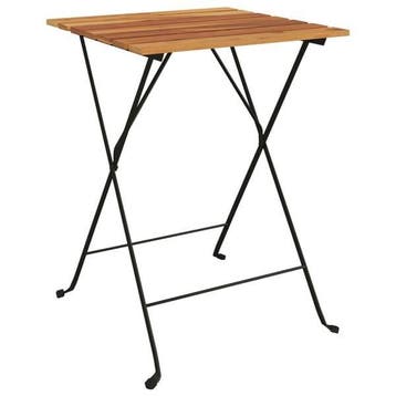 Table bistro teck/acier 55x54x71cm - Jusqua epuisement -51%, Jardin & Terrasse, Verzenden
