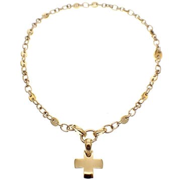 Pomellato bicolor massief gouden collier met vaste hanger, Ophalen of Verzenden