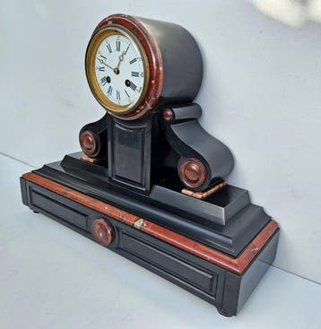 Pendule de cheminée - H Luppens - Antique Marbre, Laiton -, Antiquités & Art