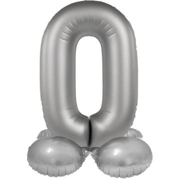 0 Jaar Cijfer Ballon Zilver 72cm, Verzenden, Nieuw