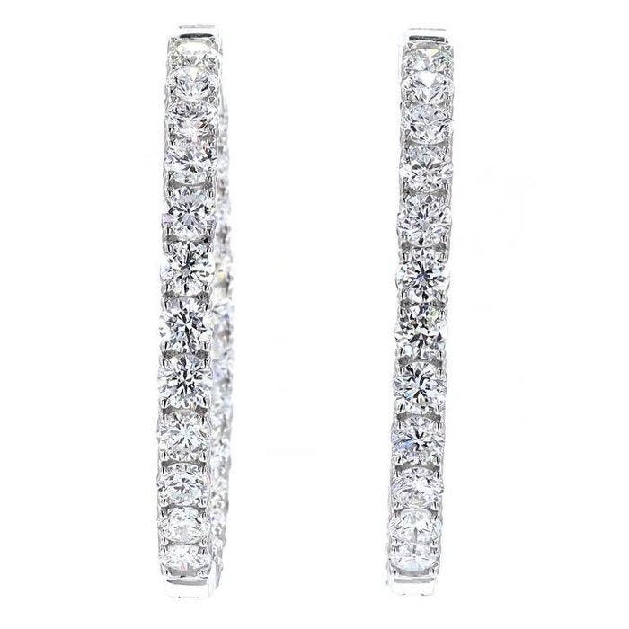 Hoepel oorbellen Platina - 9.04ct. tw. Diamant (Lab-grown), Handtassen en Accessoires, Antieke sieraden