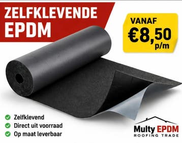 ZELFKLEVENDE EPDM 1,3 MM – v.a. € 8,50 m, Ophalen, Dakleer