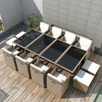 vidaXL 13-delige Tuinset met kussens poly rattan beige, Tuin en Terras, Verzenden, Nieuw, Tuinset