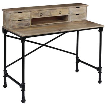 vidaXL Schrijftafel 110x50x96 cm massief mangohout en staal, Verzenden