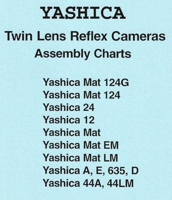 Yashica - Yashica TLR cameras Assembly Charts - 1980, Audio, Tv en Foto, Fotocamera's Analoog