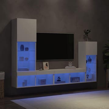 vidaXL 4-delige Tv-wandmeubelset met LED-verlichting bewerkt, Verzenden