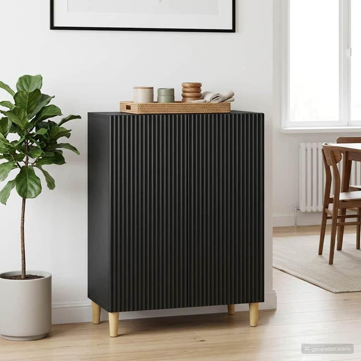 vidaXL Dressoir Zwart 66 x 34,5 x 90 cm Bewerkt hout, Huis en Inrichting, Kasten | Dressoirs, Nieuw, Verzenden
