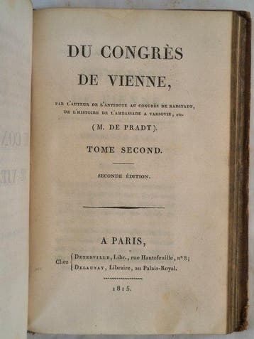 de Pradt - Du Congrès de Vienne - 1815