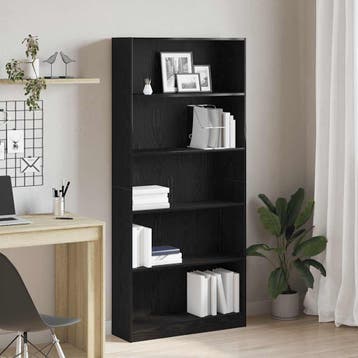 vidaXL Boekenkast 80x24x176 cm spaanplaat zwart eikenkleurig, Verzenden, Nieuw