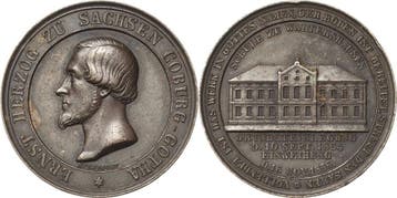 Brons medaille 1856 Sachsen-coburg-gotha Ernst Ii 1844-1893, Verzenden, België