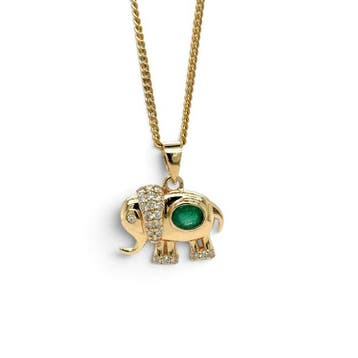 Hanger - 14 karaat Geel goud - 0.58ct. tw. Smaragd - Diamant