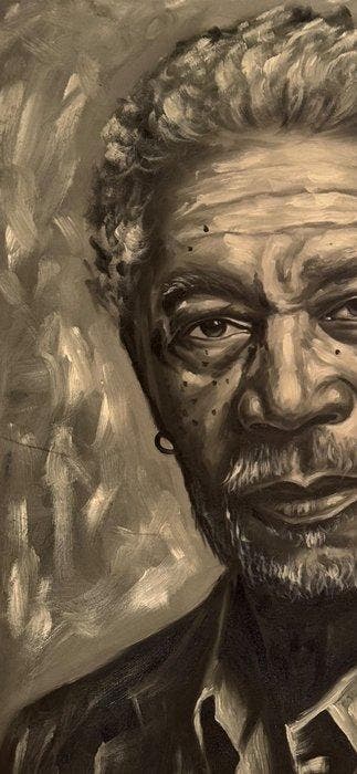 Nguyen Robert - Morgan Freeman 80 60 cm - No Reserve