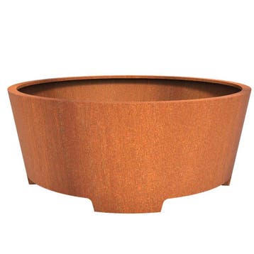Cortenstaal plantenbak taps Ø200x80cm - Met poten, 100 cm of meer, Rond, Nieuw, Metaal