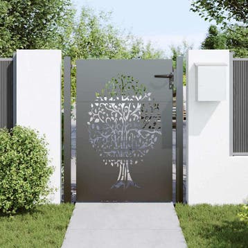vidaXL Tuinpoort 110 x 130 cm Poedercoated staal Zwart, Verzenden, Nieuw
