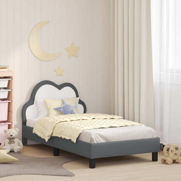 vidaXL Kinderen bedframe met hoofdboard Lichtgrijs 80 x 160, Huis en Inrichting, Slaapkamer | Bedden, Verzenden, Nieuw