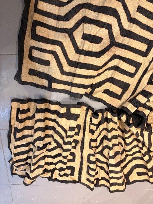 Congo vezel raffia-vloerkleed uit Congo - 3 m, Antiek en Kunst, Kunst | Niet-Westerse kunst