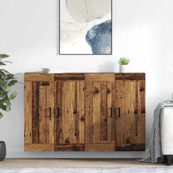 vidaXL Wandkast 2 st Oudhout 69,5 x 34 x 90 cm Bewerkt hout, Huis en Inrichting, Verzenden, Nieuw