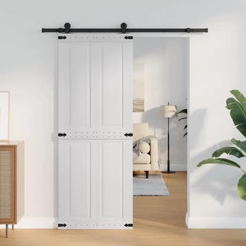 vidaXL Schuifdeur CORONA 80 x 210 cm Massief grenenhout Wit, Doe-het-zelf en Bouw, Verzenden, Nieuw