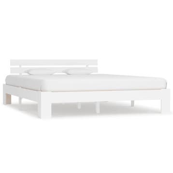 vidaXL Bedframe met hoofdbord massief grenenhout wit 180x200, Verzenden