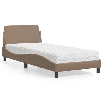 vidaXL Bed met matras Dover kunstleer cappuccinokleurig, Huis en Inrichting, Slaapkamer | Bedden, Verzenden, Nieuw