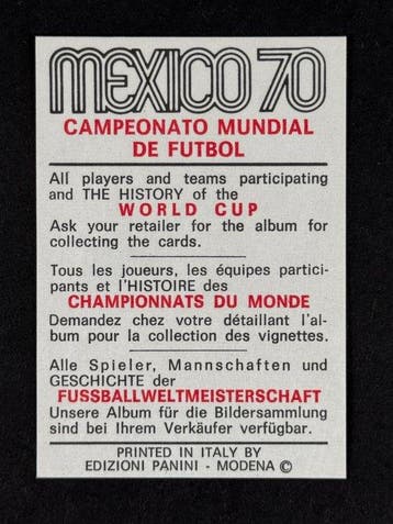 1970 Panini Mexico 70 World Cup, - Italy: Mario Bertini - 1, Nieuw