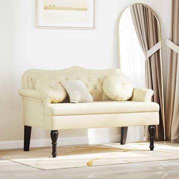 vidaXL Chesterfield Bank Crème 120,5 x 65 x 75 cm Kunstleer, Verzenden, Nieuw