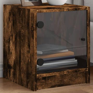 vidaXL Nachtkastjes met glazen deuren 2 st 35x37x42 cm, Verzenden
