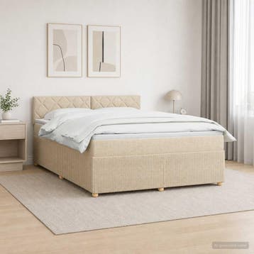 vidaXL Boxspringbed met matras Crèmekleurig 180 x 200 cm, Verzenden