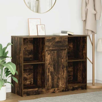 vidaXL Dressoir met lade 101x35x76 cm spaanplaat gerookt, Verzenden, Nieuw