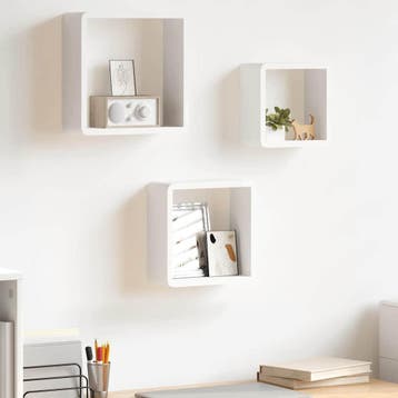 vidaXL Wandschappen kubus 3 st MDF wit, Huis en Inrichting, Verzenden, Nieuw