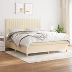 vidaXL Boxspring met matras stof crèmekleurig 160x200 cm, Verzenden, Nieuw