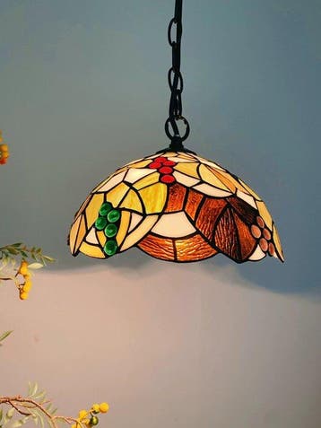 Lamp - Glas, Legering - Tiffany-stijl druivenbloem