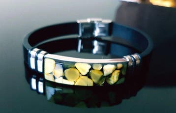 Amber Leren armband met Baltisch amber - vrouwen, mannen,