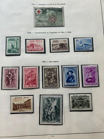 België 1934/1939 - Uitgebreide verzameling postzegels