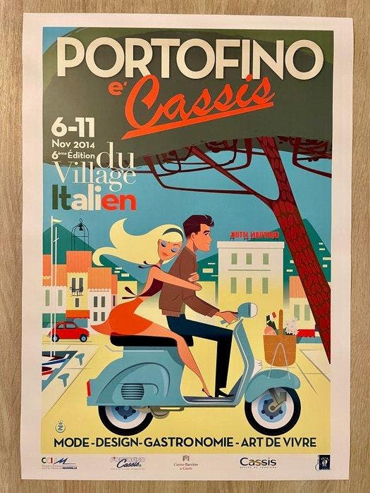 Monsieur Z - Portofino - Viva La Vespa - Année 2014, Antiquités & Art, Art | Dessins & Photographie